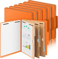 12 Pcs Classification Folders Letter Size 3 Pocket Dividers Employee File Folder with 2 Prongs Fasteners, 2 in Expansion Heavy Duty Pressboard File Holder for School Office Medical Document(Orange)