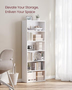 VASAGLE Set of 2 Bookshelves, 23.6 Inches Wide, 6-Tier Open Bookcases with Adjustable Storage Shelves, Floor Standing Units, Cloud White ULBC166T14-2