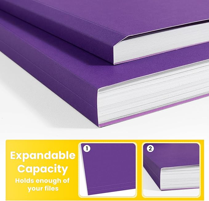 SUNEE File Folders, 30 Pack Manilla Folders 8.5 x 11, Colored File Folders Home Office School Supplies for Documents Files Paper, Purple