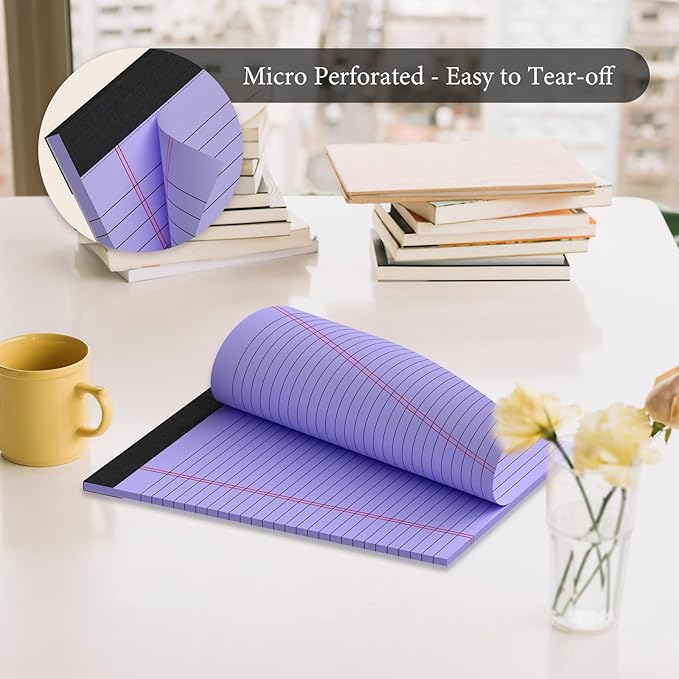 Nichela 12 Pack Colored Legal Pads 8.5" x 11" Note Pads Wide Ruled Lined Paper with Micro-Perforated Writing Notebook 30 Sheets per Pad (360 Total Pages) Notepad for School, Office & Home Supplies