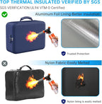 ENGPOW 5200°F Fireproof Document Bag with Lock, Upgraded Heat Insulated Fireproof＆Waterproof Box 8 Layers Document Organizer, Portable Home Travel Safe Storage Box for Important Files, Laptop, Blue