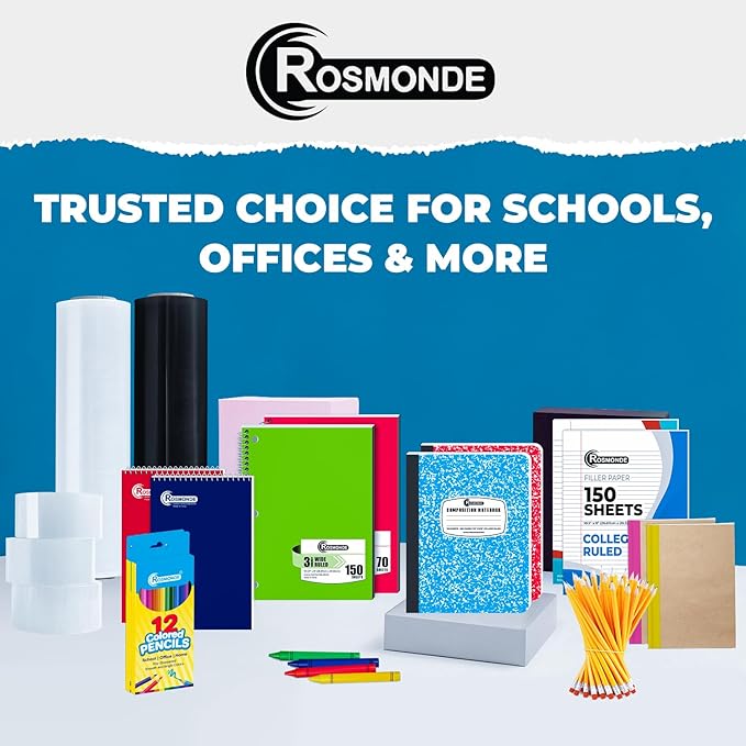 Rosmonde 5 Pack Composition Notebooks College Ruled, 200 No Bleed Pages (100 Sheets) 9-3/4x7-1/2 Notebooks for Work, Back to School Supplies for College Students, Notebooks for Women, Colors May Repeat