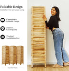Room Dividers and Folding Privacy Screens, Wood Louvered Separators Divider Wall for Home Office Bedroom - 6 Panels, 67 * 90inch (Wood)