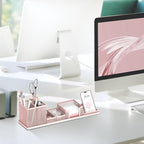 SUPEASY Pen Holder for Desk, 6 Piece Mesh Desk Organizer set for Office Organization with Mail Organizer, Letter Phone Holder, Sticky Notes Caddy Storage, Pink