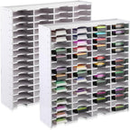 Sunnychicc 2 Pack 60 Grids Ink Pad Storage Holder Stamp Organizer, Ink Pad Stamp Holder Storage Rack for Home Office Crafts School Supplies, White