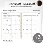 SUNEE 2026 Planner, Weekly and Monthly Calendar Planner, January 2026-December 2026, Daily Agenda with Tabs, Note Pages, Spiral Binding, 6.4"x8.3", Sage Green