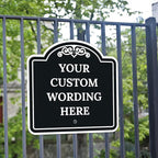 Custom Decorative Sign, Personalized Metal Sign for Business, Driveway, Home, Airbnb, Office Door Plaque, Black Background, 18x18 Inches, ACM, Fade Resistant, Made in USA
