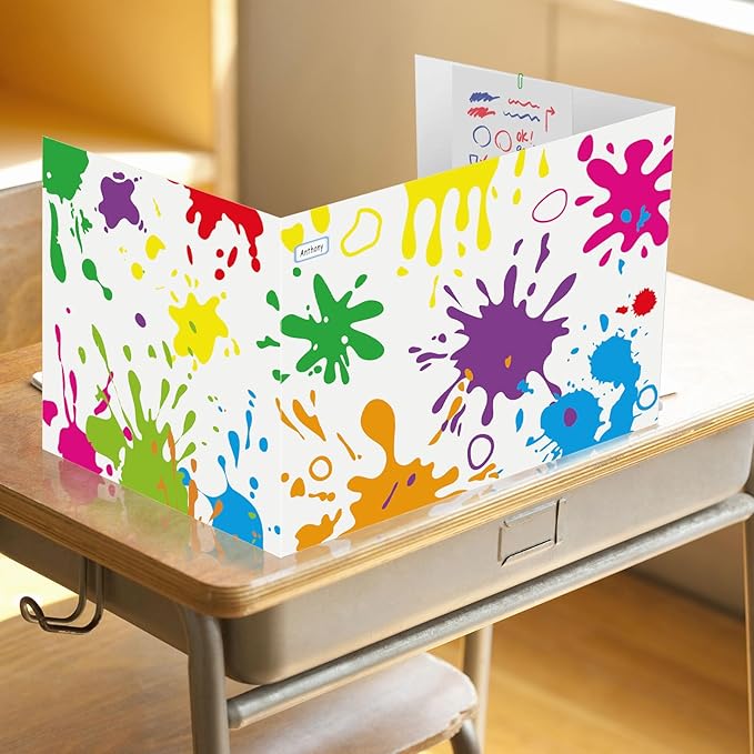 Cinrobiye 24 Pcs Inspirational Privacy Folders Standard for Students Cardboard Shields Test Privacy Boards Motivational Words Desk Dividers Shield for Classroom School Study Supplies (Ink)