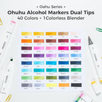 Ohuhu Alcohol Markers - AP Certificated Double Tipped Art Marker Set for Artists Adults Coloring Illustration -Refillable - 40 Colors - Chisel and Fine Dual Tips - Oahu of Ohuhu Markers