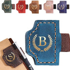 Personalized Mark Bookmark with Pen Holder, Leather Magnetic Book Marker 26 Letters,Custom Initials Page Marks, Gifts for Book Lovers Readers Men Women (Blue, B)