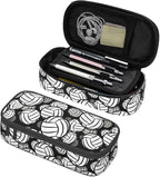 HKHEHOP Volleyball Ball Pattern Pencil Case Big Capacity Storage Pencil Pouch Stationery Bags With Zipper Portable Pen Holder Box Organizer For Boys Girls Teens Student College School Office Supplies