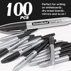 Dabo&Shobo Dry Erase Markers, 100 Count Black Whiteboard Markers, New Barrel Color, Low Odor, Chisel Tip, Suitable for School, Office, or Home