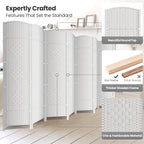 Cocosica Folding Room Divider, Weave Fiber Privacy Screen, Extra Wide Room Screen Divider Separator, Decorative Separation Wall Divider, Freestanding Room (8-Panel)