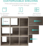 Best Choice Products 9-Cube Storage Organizer, 11in Shelf Opening, Bookcase, Display Shelf, Customizable w/ 3 Removable Back Panels - Greige
