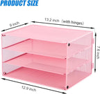EASEPRES Paper Organizer Tray, 3 Tier Mesh Desk File Organizer Letter Sorter Holder for Home Office, Pink
