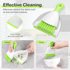 NACENA Mini Dustpan and Brush Set, Small Broom and Dustpan Set Dust Pan and Mini Hand Broom Dustpan and Broom Combo Compact for Home Table Keyboards Sofa Kitchen, Green