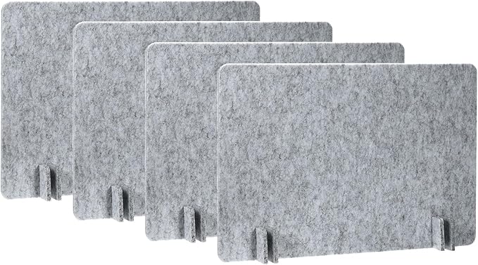 PATIKIL Desk Divider, 4 Set 24 x 16 Inch Acoustic Freestanding Desk Divider Desk Privacy Panel with 16 Pcs Support Feet for Library Office Workstation,Grey