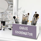 XPH Chaos Coordinator Purple Pen Pencil Holder Organizer for Desk, Thank You Gifts for Women Men Coworkers Boss Leader Manager, Appreciation Gifts Wooden Box Sign for Office Tabletop Decorations