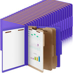 Skyygemm 48 Pcs Classification Folders Letter Size, 3 Divider Pressboard File Folder with Fasteners, Expanding File Organizer Bulk for School Teachers, Office Employee, Coworker, Staff (Purple)