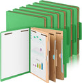 12 Pcs Classification Folders Letter Size 3 Pocket Dividers Employee File Folder with 2 Prongs Fasteners, 2 in Expansion Heavy Duty Pressboard File Holder for School Office Medical Document(Green)