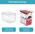 Vtopmart 6 Pack Clear Stackable Storage Bins with Lids, Large Plastic Containers with Handle for Pantry Organizer and Storage,Perfect for Bathroom,Cabinet,Kitchen,Fridge,Closet Organization