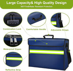 Large Fireproof Money Bags with Lock-6500°F Fireproof Document Box,10 Layers Insulation Materials&Waterproof Zipper,Removable Folder Layers/Wallet,Reflective Strip for Valuables(16.5”x 12.4”x 5.5”)
