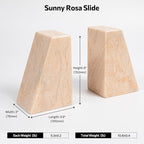 Faticdorr Luxury Marble Bookends for Shelves, 11LB Heavy Duty Marble Book Ends for Heavy Books, Stone Bookends Decorative, Polished, Orange Triangular, Set of 2