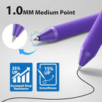 JIMMIDDA Ballpoint Pens Bulk - 107 Pcs Black Ink Pens in Bulk | 1.0 Medium Point Smooth Writing, Retractable No Bleed Ball Point Pen for Men Women (Purple Barrel)