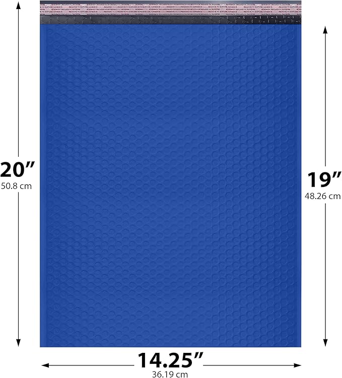 Royal Blue Extra Large Poly Bubble Mailers 14.25x20 inch #7 | Self Seal Large Padded Envelopes | Air Cushioned Bubble Mailer | Usable Size 14.25x19 Lightweight Mailing Shipping Bags| 50 Pack Bulk