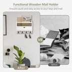 Nekon Mail Organizer with Drawer for Wall, 12"W x 10"H x 3.1"D Mail Sorter Wall Mounted, Wooden Key Holder Wall File Organizer Letter Sorter for Letter Magazines (White)