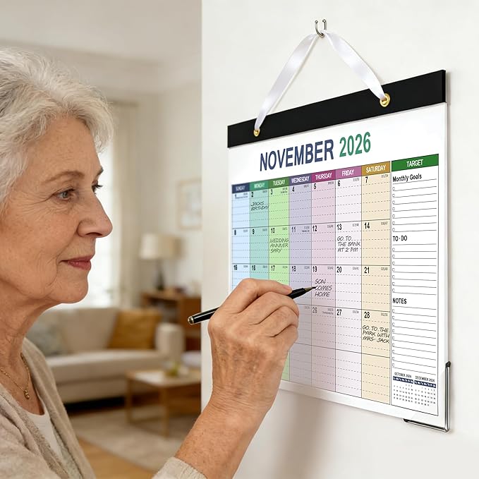 ANYZONE Desk Calendar 2026-2027, 18 Months Calendar from Jan. 2026 to Jun. 2027, 17" x 12" Large Desktop/Wall Monthly Calendar with Corner Protectors, Ample Space ＆ Target for Home, School, Office
