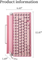 Adventurers Typewriter-Style Retro Mechanical Keyboard LED Backlight 83 Keys Bluetooth 5.0 Blue Axis Pink Color Panel Compatible with iOS/Android/Windows/Vista/Linux/Mac Office/Gaming, 12.3x6.6x1.6in