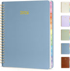 2026 Planner, Annecy Weekly ＆ Monthly Planner 2026, Jan. 2026 – Dec. 2026, 6.4" x 8.5" Monthly Agenda Planner with Tabs, Vegan Leather Cover, Spiral Binding, Double-sided Pocket, Bookmark, Grey Blue