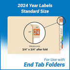 2024 Year Labels, Doctor Stuff 2024 Chart Stickers, Holographic Orange Colored, USA Made Year Label for End Tab File Folders, 500 Labels per Roll, 1 Roll, 3/4" x 1-1/2"