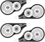JEFURE 4 Pcs Correction Tape, 39.37 Ft White Wrong Out Tear-Resistant Bulk, Instant Corrections Easy to Use Applicator for School, Office, Note Taking, Journal (Tape Width 0.2 in，Clear)