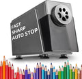 ZMOL Heavy Duty Electric Pencil Sharpener for Classroom, 6 Holes, Stronger Helical Blade, Auto Stop, Save Pencils, Plug in, Suitable for 6-12mm No.2/Colored Pencils, Teachers,School & Home Silver