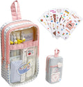 UINSUE Cute Pen case Adorable Bunny Transparent 3-Layer Large Capacity Pencil Case Gadget organizer with Lovely Stickers (Blue Plaid)