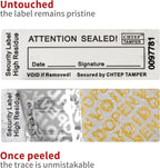 ChtepTamper 100 Pieces Total Transfer Tamper-Evident Stickers Security Labels Great for Goods Shipping,Exchange of Agency Files, Privacy Protection or More(Serial Number 0.8 * 2.4inches White)