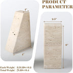 Karibiber Travertine Bookends for Heavy Books, Marble Decorative Bookends for Shelves, Heavy-Duty Stone Book Ends for Hardback Book & Cookbooks, Unique Book Stopper & Holder, Travertino Italy