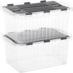 Superio Storage Bins with Lids, Clear Plastic Containers for Organizing, Stackable Totes, BPA Free, Odor Free, Organizer Boxes for Home, and Dorm, 10.5 Quart (2 Pack, 15"x10"x7")