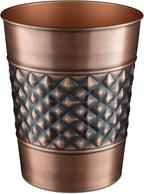 Monarch Abode Metal Bathroom Trash Can – Waste Basket for Bedroom, Office Desk, & Dorm, Handcrafted Geo Embossed, Durable Decorative Antique Copper Small Trash Can Bathroom Garbage Bin Wastebasket