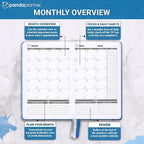 Panda Planner Classic A5 Daily Planner 2026 – Undated Daily & Quarterly Planner with Hourly Schedule, Productivity Calendar, To Do List, Goal Planner, Habit Tracker & Gratitude Journal for Home or Office – Blue