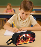 AnySmic Soccer Pencil Case for Boys Girls, Primary Elementary School Large Pencil Pouch Gifts for Kids, Polyester Big Capacity Pen Case, Double Zipper, Pen Bag Organizer