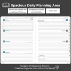 IN-LUXPRO Planner 2026 Daily Weekly and Monthly,8.5"x6.5",12 Months Spiral Bound Calendar Agenda with Self-adhesive Pen Holder,2026 Appointment Book with Vegan Leather Soft Cover,Black