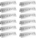 Peryiter 12 Pcs Table Top Reserved Sign Metal Reserved Table Tent Signs Double Sided Guest Reservation Seat Indicators for Wedding Restaurant Family Ceremony Events, 5.91 x 3.15 Inches(Silver)