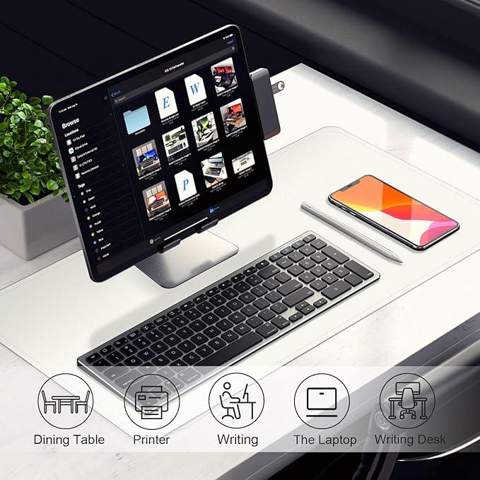 Leather Desk Pad Protector, 39.4'' X 17'' Large Mouse Pad, Office Desk Mat, Non-Slip PU Leather & Suede Base Desk Blotter, Laptop Desk Pad, Desktop Mat for Office Home, White
