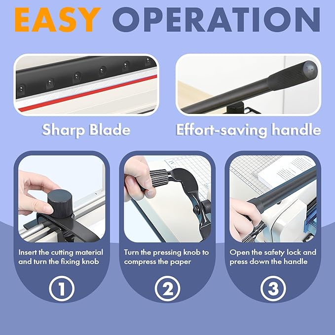 Heavy Duty Paper Cutter 12", Guillotine A4 Paper Cutter, 400 Sheets Capacity Paper Trimmer, Double Safety Protection Durable HSS Blade for Cutting Paper