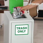 4pc Recycle Stickers + 4pc Trash Stickers | Weatherproof Vinyl Sticker Recycling Signs for Trash Bins, 7" x 10"