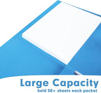 Two Pocket Folders, RAZCC 50 Pack 2 Pocket Folders Fit Letter Size Paper, Paper Folders with Pockets for School Office Business Home (Blue)