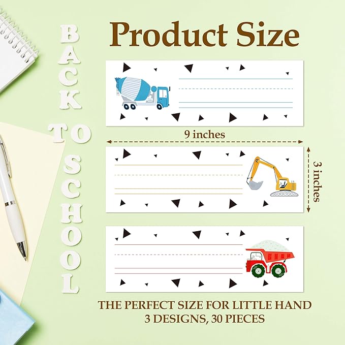 30 Name Tags for Classroom Cubbies, 3x9 in Constructions Name Plates for Desks, Classroom Must Haves for Teachers Elementary - A08